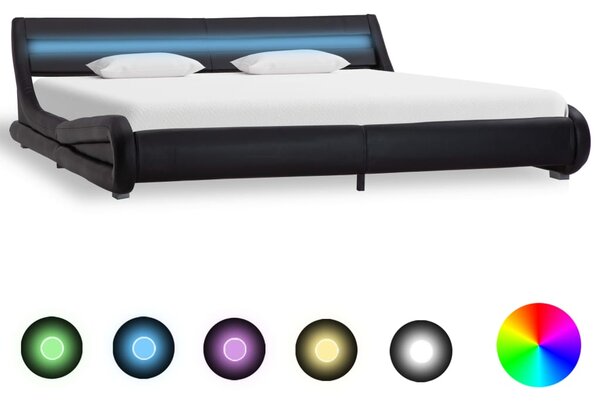 VidaXL Okvir za krevet od umjetne kože s LED svjetlom crni 180x200 cm