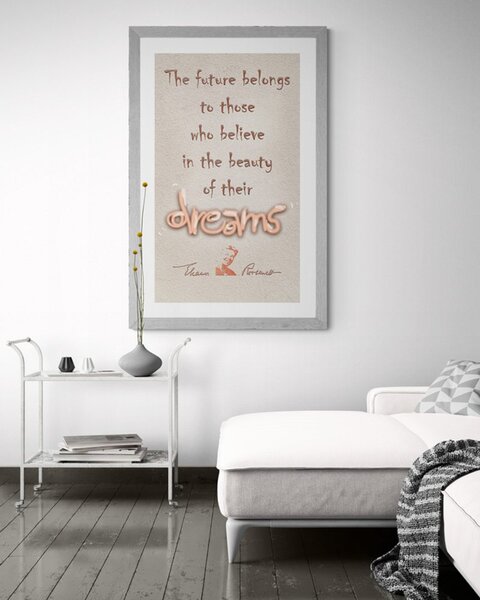Plakat s paspartuom motivacijski citat o snovima - Eleanor Roosevelt