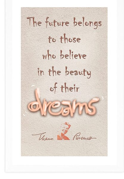 Plakat s paspartuom motivacijski citat o snovima - Eleanor Roosevelt