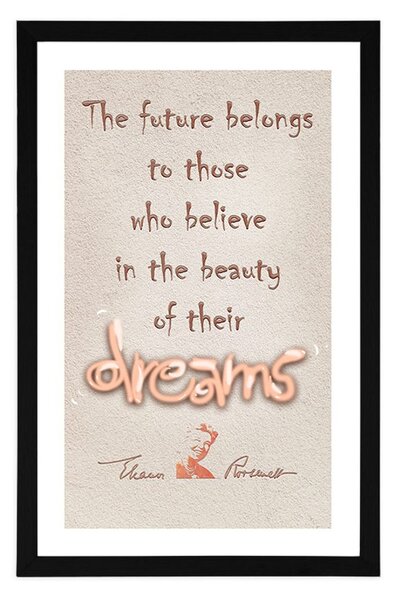Plakat s paspartuom motivacijski citat o snovima - Eleanor Roosevelt