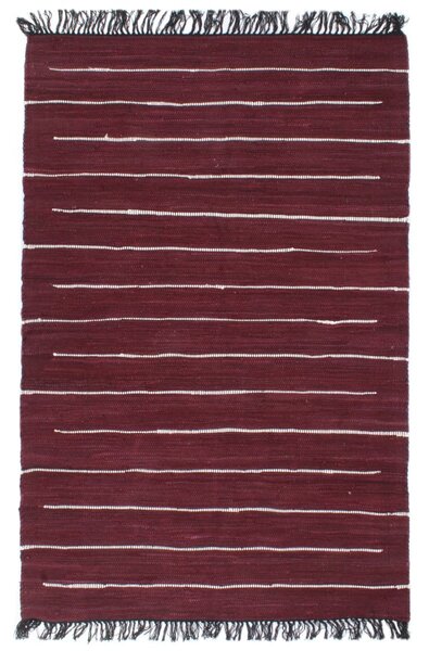 VidaXL Ručno tkani tepih Chindi od pamuka 200 x 290 cm bordo
