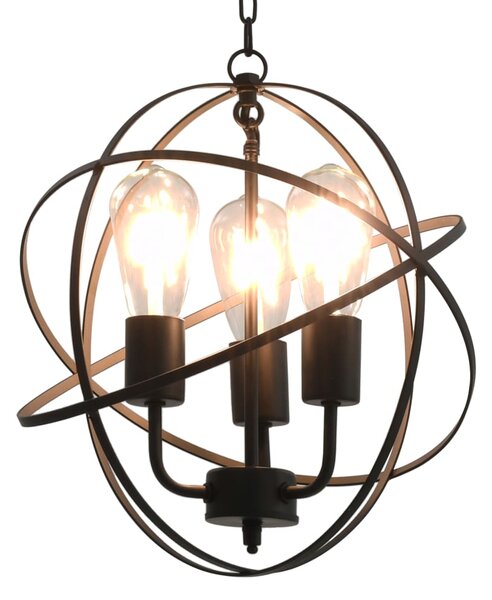 VidaXL Viseća svjetiljka crna kuglasta s 3 žarulje E27