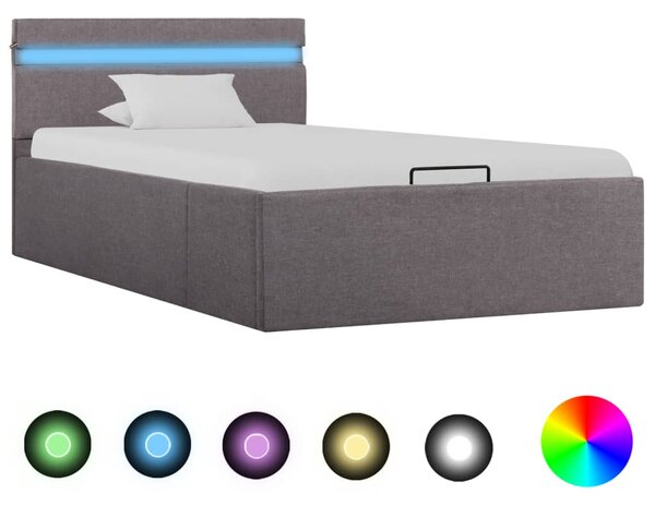 VidaXL Hidraulični okvir za krevet od tkanine LED smeđe-sivi 90x200 cm