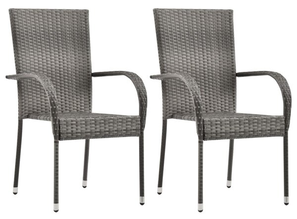 VidaXL Složive vrtne stolice od poliratana 2 kom sive