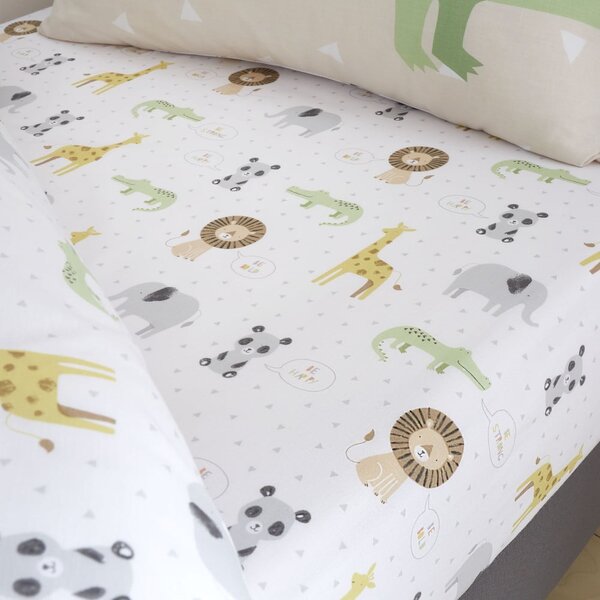 Bijela dječja plahta s gumom za dječji krevetić 70x140 cm Roarsome Animals – Catherine Lansfield