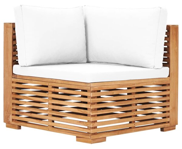 VidaXL Vrtna kutna sofa s krem jastukom od masivne tikovine