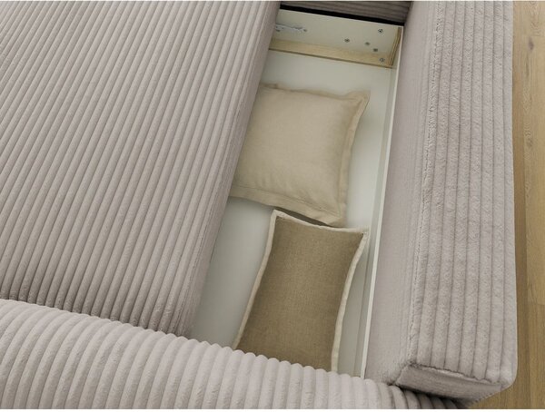 Svijetlo siva/bež sklopiva kutna garnitura od samta (s lijevim kutom) Lucien – Bobochic Paris