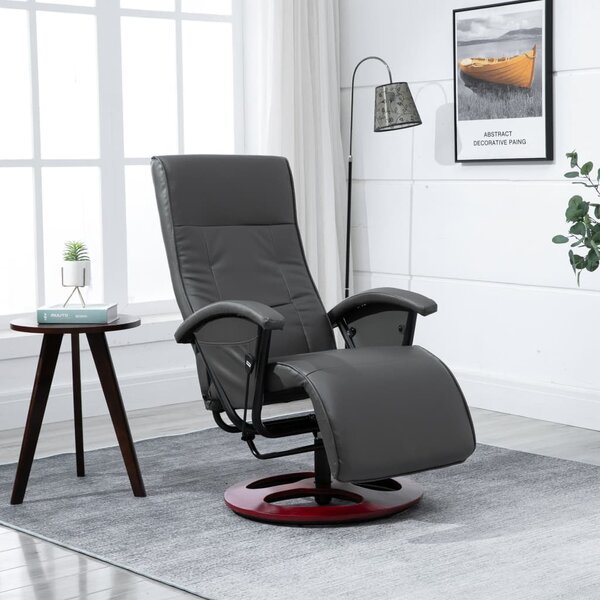 VidaXL Okretna TV fotelja od umjetne kože siva