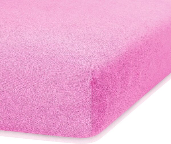Ružičasta plahta s gumicom s visokim udjelom pamuka AmeliaHome Ruby, 80/90 x 200 cm