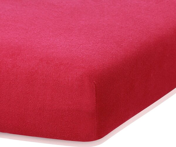 Bordo-crvena plahta s gumicom s visokim udjelom pamuka AmeliaHome Ruby, 120/140 x 200 cm