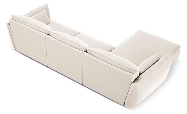 Bež baršunasti kutna garnitura (s lijevim kutom/s ležaljkom) Vanda – Mazzini Sofas