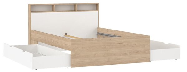 Bračni krevet u dekoru hrasta s prostorom za odlaganje bez podnice 140x200 cm u prirodnoj boji Ikast – Tvilum