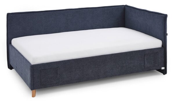 Tamno plavi podstavljeni kutni dječji krevet s prostorom za odlaganje s podnicom 120x200 cm Fun – Meise Möbel
