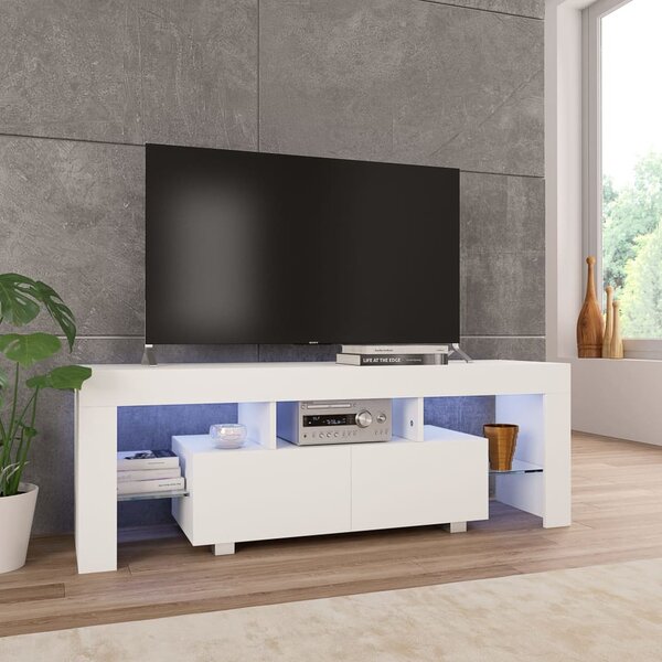 VidaXL TV ormarić s LED svjetlima visoki sjaj bijeli 130 x 35 x 45 cm