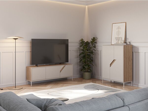Krem/u prirodnoj boji komoda u dekoru hrasta 150x55x35 cm Lilou – Marckeric