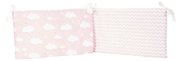 Ružičasti zaštitni pamučni jastuk za ogradicu za dječji krevet Mike & Co. NEW YORK Carino, 40 x 210 cm