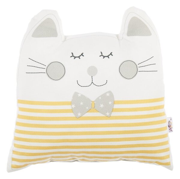 Žuti pamučni dječji jastuk Mike & Co. NEW YORK Pillow Toy Big Cat, 29 x 29 cm