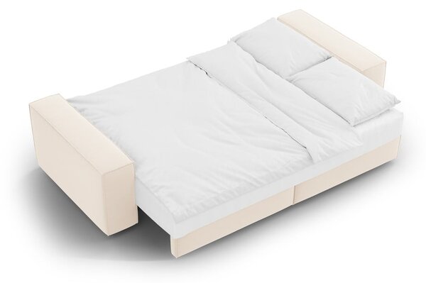 Bež baršunasti sklopiva/s prostorom za odlaganje sofa 247 cm Jodie – Micadoni