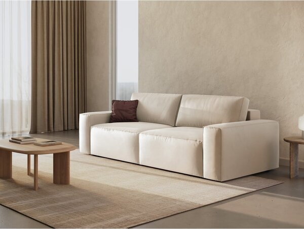 Bež baršunasti sklopiva/s prostorom za odlaganje sofa 247 cm Jodie – Micadoni