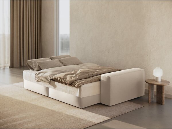 Bež baršunasti sklopiva/s prostorom za odlaganje sofa 247 cm Jodie – Micadoni