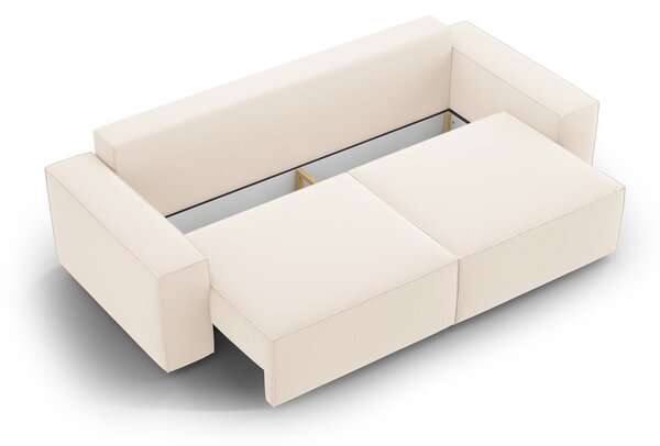 Bež baršunasti sklopiva/s prostorom za odlaganje sofa 247 cm Jodie – Micadoni