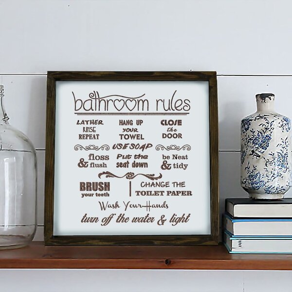 Ukrasni znak 34x34 cm Bathroom Rules – Evila Originals