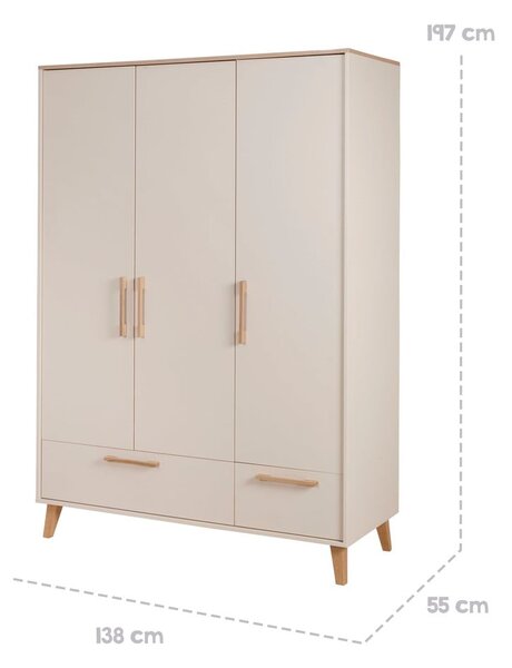 Krem/u prirodnoj boji dječja garderoba u dekoru hrasta 138x200x55 cm Jil – Roba