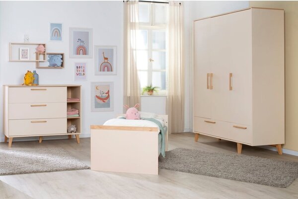 Krem/u prirodnoj boji dječja garderoba u dekoru hrasta 138x200x55 cm Jil – Roba