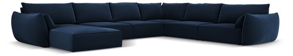 Tamno plava baršunasti kutna garnitura (s desnim kutom/u obliku slova "U") Vanda – Mazzini Sofas