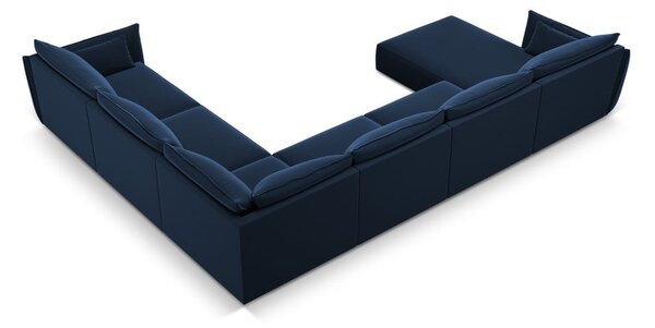 Tamno plava baršunasti kutna garnitura (s desnim kutom/u obliku slova "U") Vanda – Mazzini Sofas