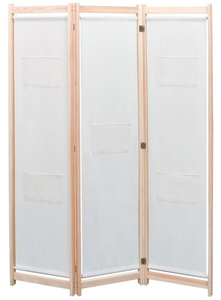 VidaXL Sobna pregrada s 3 panela od tkanine 120 x 170 x 4 cm krem