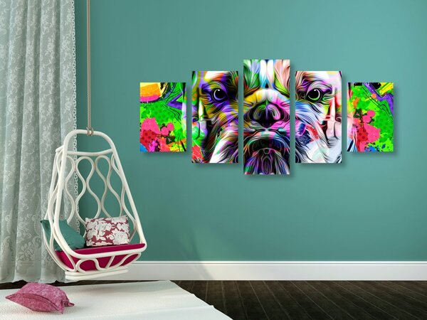 5-dijelna slika pop-art buldog