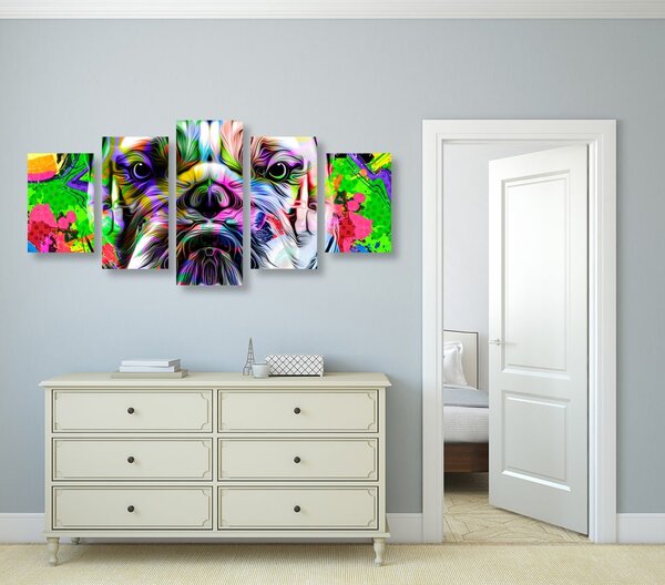 5-dijelna slika pop-art buldog