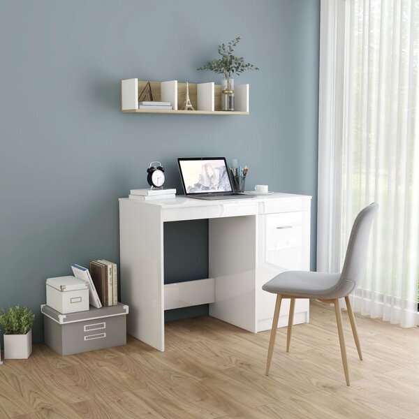 VidaXL Radni stol visoki sjaj bijeli 100 x 50 x 76 cm od iverice