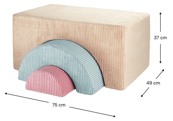 Svjetlo smeđi set mekanih igrački od pjene od samta 75x49x37 cm Rainbow Montessori – Wigiwama