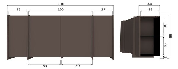 Tamno smeđa komoda u dekoru jasena 200x85x44 cm Brock – WOOOD