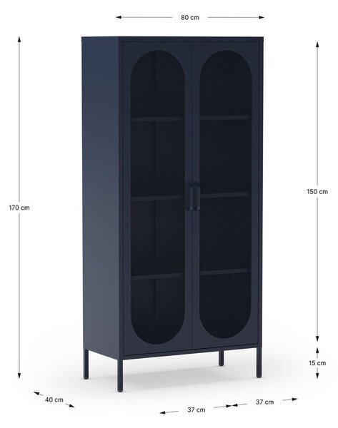 Tamno plavi metalni ormarić 80x170x40 cm Diora – Marckeric