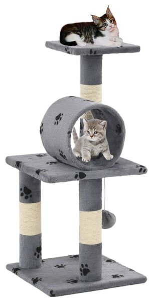 VidaXL Penjalica za mačke sa stupovima za grebanje od sisala 65 cm siva s uzorkom šapa