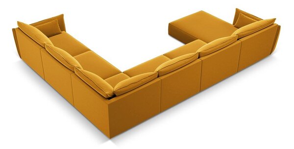 Senf žuta baršunasti kutna garnitura (s desnim kutom/u obliku slova "U") Vanda – Mazzini Sofas