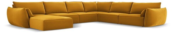 Senf žuta baršunasti kutna garnitura (s desnim kutom/u obliku slova "U") Vanda – Mazzini Sofas