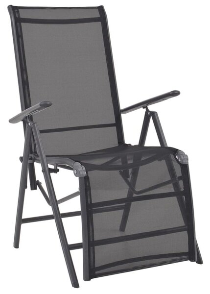 VidaXL Vrtna podesiva stolica aluminijum i tekstilen crna