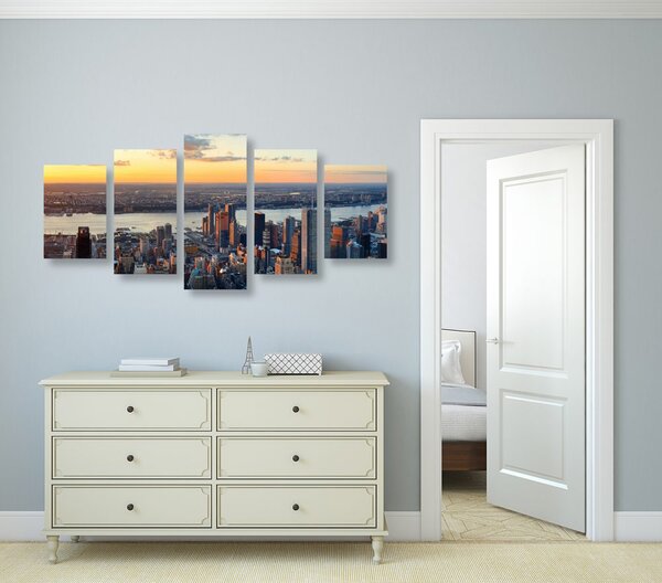 5-dijelna slika panorama grada New York