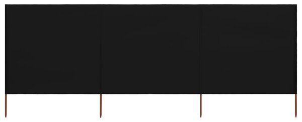 VidaXL Vjetrobran s 3 panela od tkanine 400 x 120 cm crni