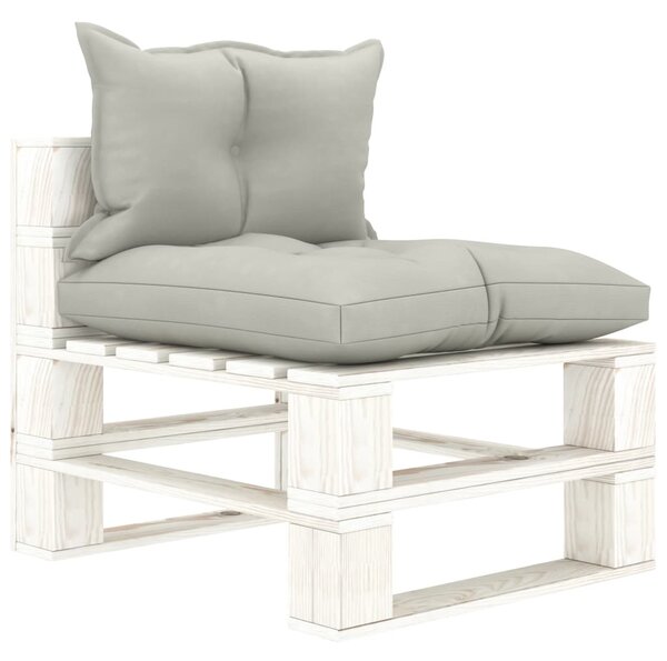 VidaXL Vrtna središnja sofa od paleta sa smeđe-sivim jastucima drvena