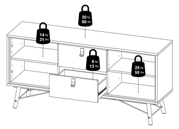 Komoda u dekoru hrasta u prirodnoj boji 150x72x40 cm Ry – Tvilum