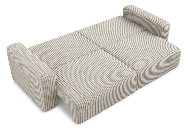 Bež sklopiva/s prostorom za odlaganje sofa od samta 252 cm Kona – Makamii