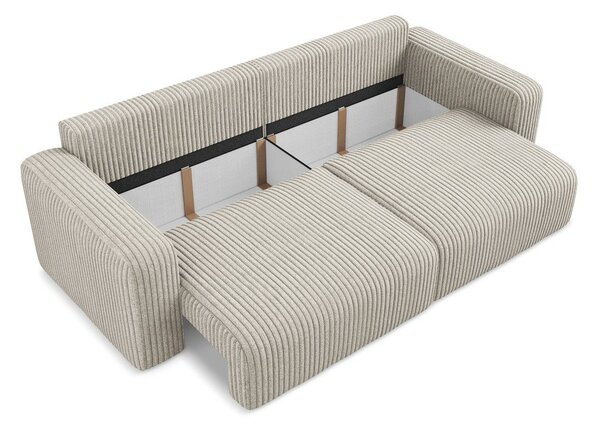 Bež sklopiva/s prostorom za odlaganje sofa od samta 252 cm Kona – Makamii