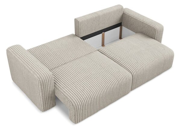 Bež sklopiva/s prostorom za odlaganje sofa od samta 252 cm Kona – Makamii