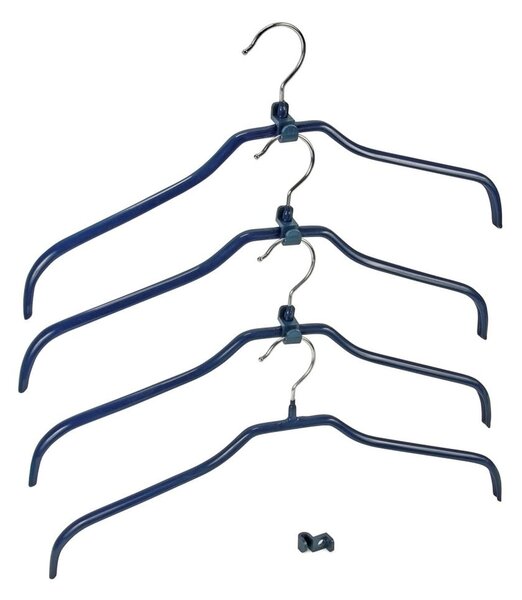 Set s 4 plave protuklizne vješalice za odjeću s kukicama Wenko Hanger Slim