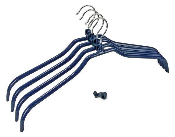 Set s 4 plave protuklizne vješalice za odjeću s kukicama Wenko Hanger Slim